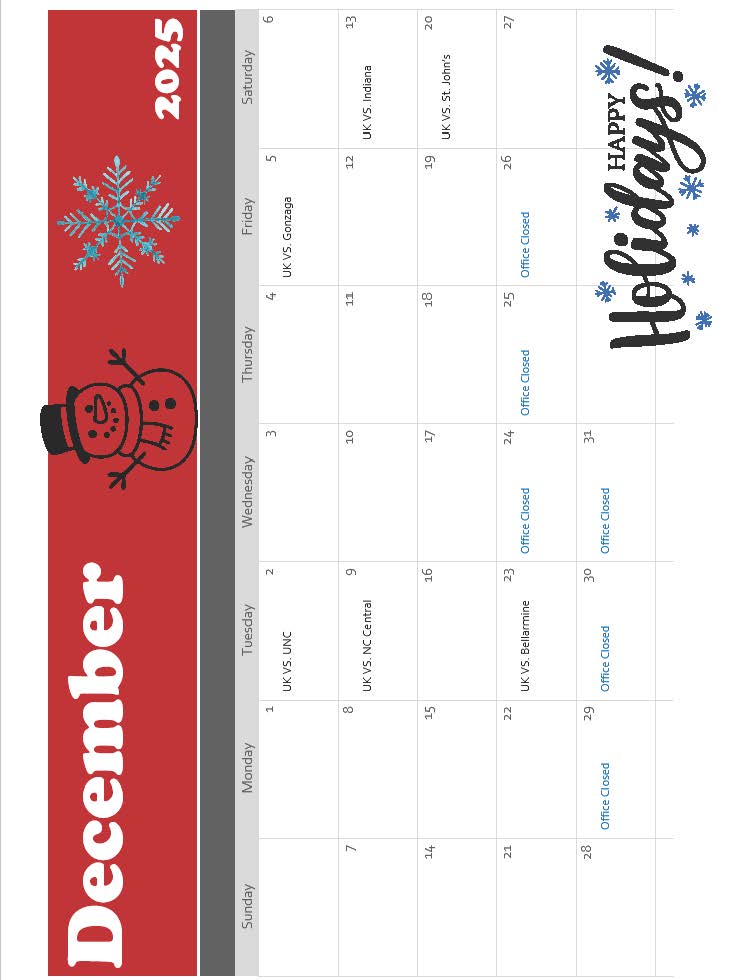 December 2025 Calendar